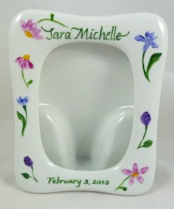 Celebrate Life 18 hand painted & personalized porcelain picture frame