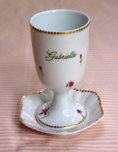 hand painted personalized porcelain judaic Kiddush Cup Set