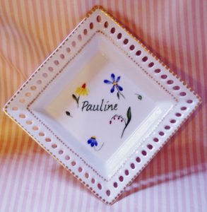 hand painted personalized porcelain birthday tray